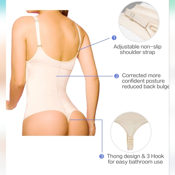 Seamless Body Control Bodysuit Thong Body Shaper Slimmer Shapewear size Large - Picture 4 of 9